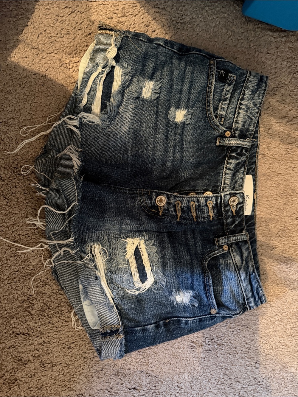 KanCan Distressed Dark Blue Denim Jean Shorts